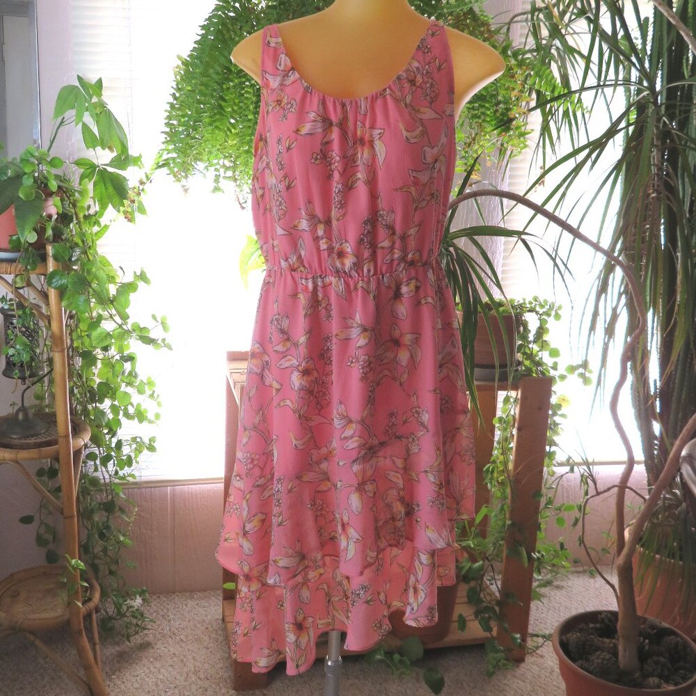 Pink floral midi dress